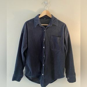 Corduroy Shacket Dark Gray Medium Loose Fitting